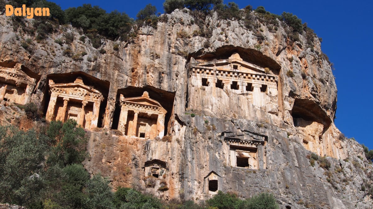 The Lycian rock tombs seen from the river